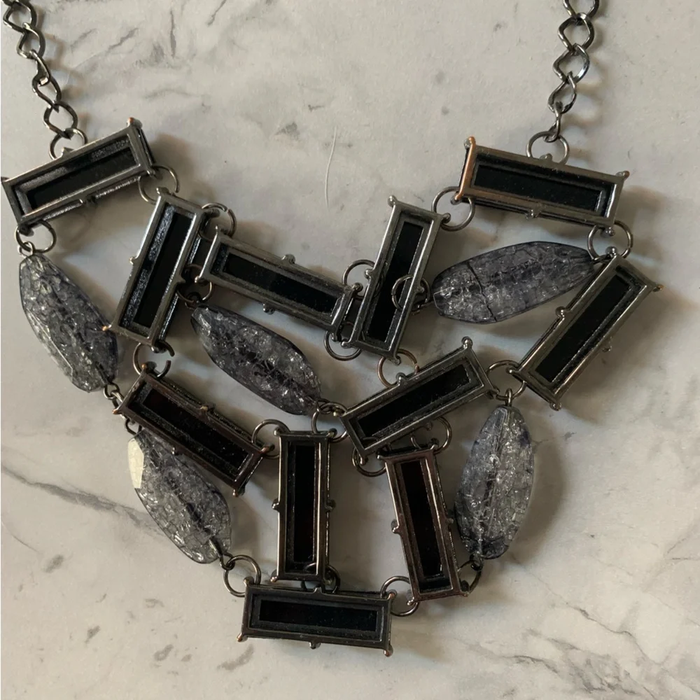 New York & Company Womens Adjustable Black and Silver Beaded Statement Necklace - Picture 5 of 8